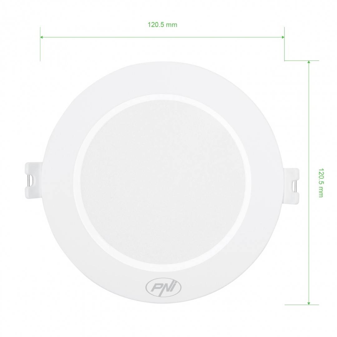 Spot LED PNI D-Light CL2506 6W, incastrabil, rotund 120 cm, 6400K, alimentare 230V, 660 lm, alb rece