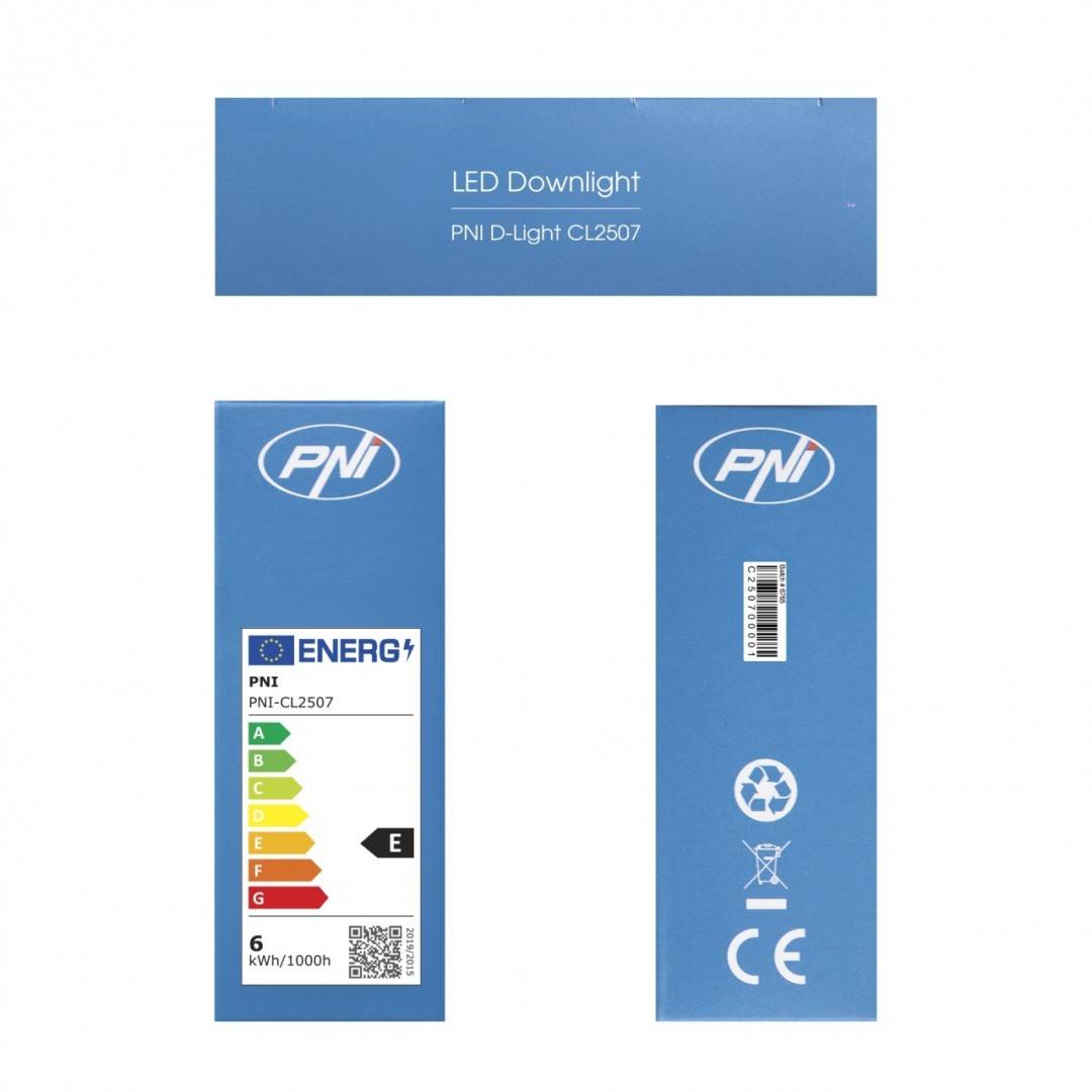 Spot LED PNI D-Light CL2507 6W, incastrabil, rotund 12 cm, 4200K, alimentare 230V, 660 lm, alb neutru