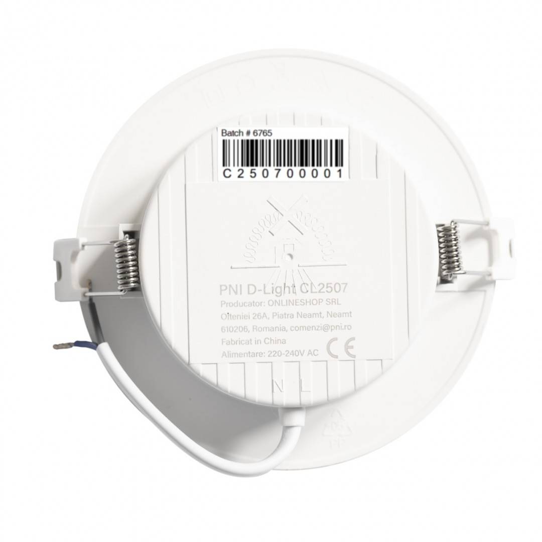 Spot LED PNI D-Light CL2507 6W, incastrabil, rotund 12 cm, 4200K, alimentare 230V, 660 lm, alb neutru