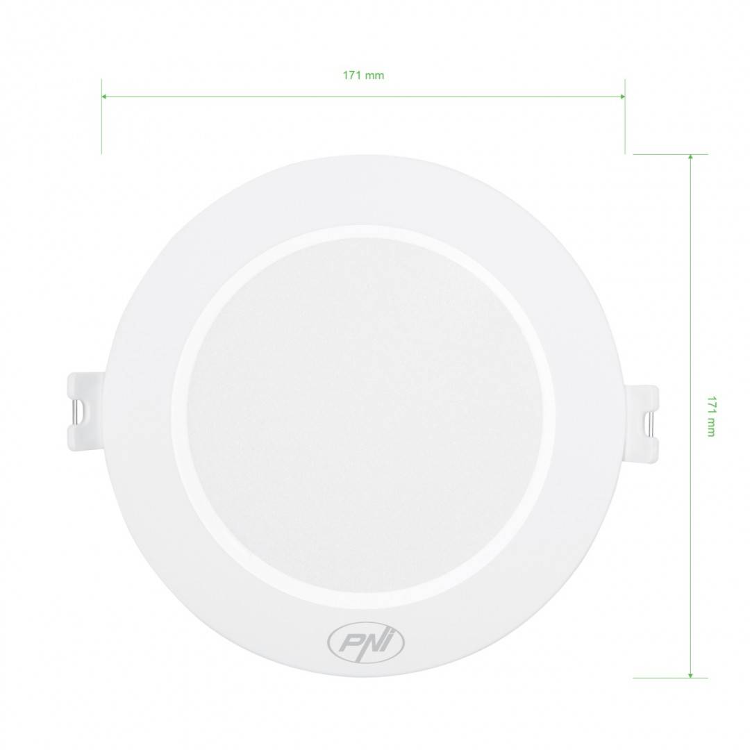 Spot LED PNI D-Light CL2512 12W, incastrabil, rotund 17 cm, 4200K, alimentare 230V, 1320 lm, alb neutru