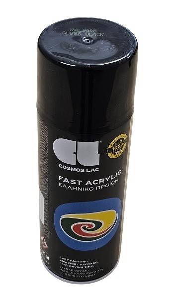 Spray Fast Acrylic negru lucios Cosmos Lac 400ml