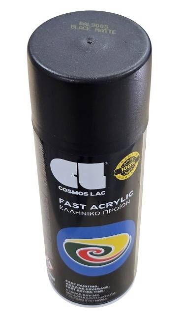 Spray Fast Acrylic negru mat Cosmos Lac 400ml