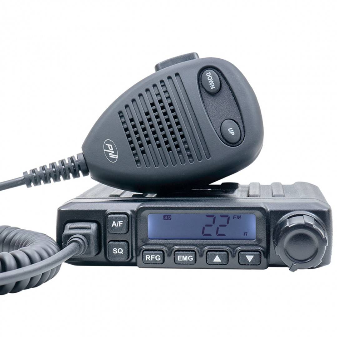 Statie radio CB PNI Escort HP 6500 multistandard, 4W, AM-FM, 12V, ASQ + Amplificator RX-TX KL203P, AM-FM-SSB, 100W, 12V si cablu PNI R50