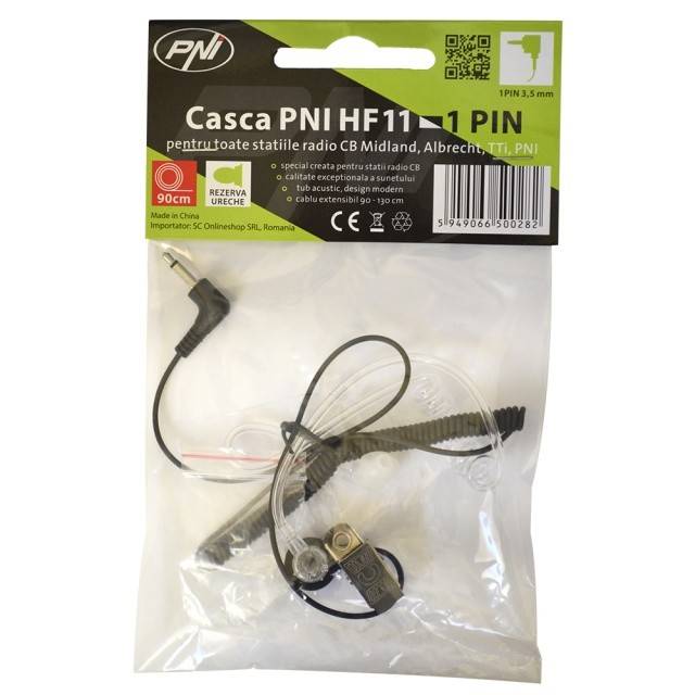 Statie radio CB PNI Escort HP 8024 ASQ alimentare 12V-24V + Casca PNI HF11 cu 1 pin