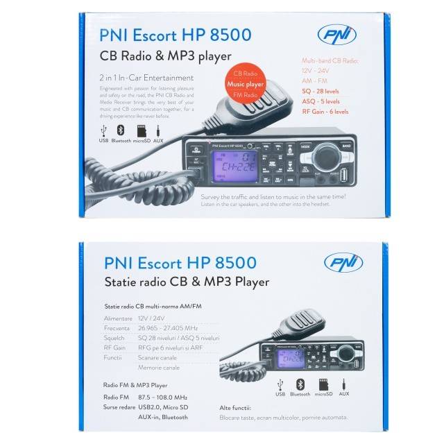 Statie radio CB si MP3 player PNI Escort HP 8500 ASQ include casti cu microfon