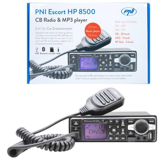 Statie radio CB si MP3 player PNI Escort HP 8500 ASQ include casti cu microfon