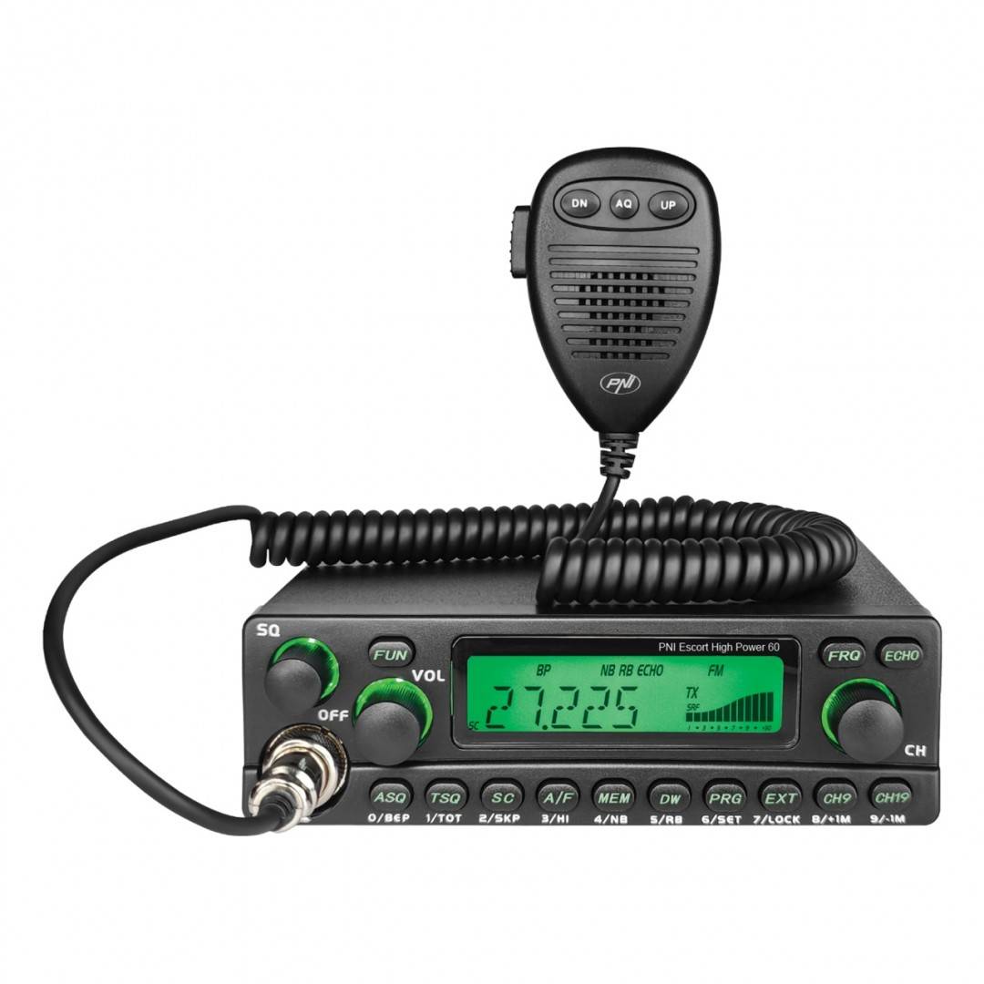 Statie radio CB si radioamatori PNI Escort High Power 60 multistandard, 60W FM/AM, 12V, ASQ, RF Gain