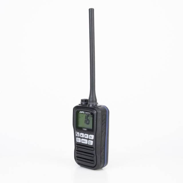 Statie radio maritima portabila JOPIX MARINE 242P, 156.000-162.000 Mhz, Scan, ASQ, Dual-Tri Watch, acumulatori AAA inclusi