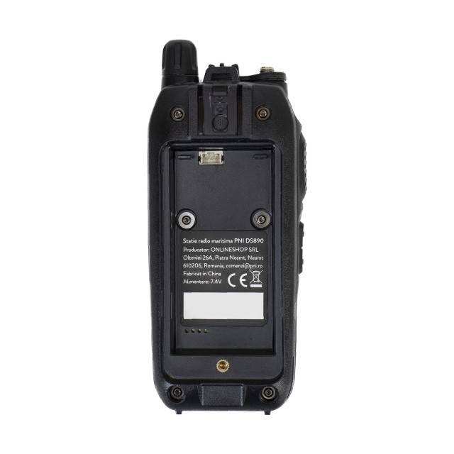 Statie radio maritima portabila PNI DS890, 88 canale, 10 canale meteo, Squelch reglabil, Roger Beep, Dual Watch, Scan, Call, NRC, acumulator 1800mAh,
