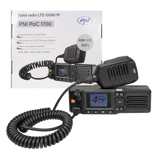 Statie radio PNI PoC 1700, GSM 4G LTE, Wi-Fi 2.4GHz, Android OS, ecran color 1.77 inch, 12V, IP54