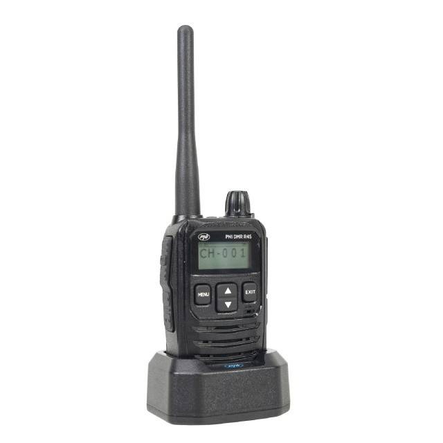 Statie radio portabila PNI DMR R45, digital si analogic, 446MHz, 16 canale digitale si 99 canale analogice, functie inregistrare voce, baterie Li-Ion