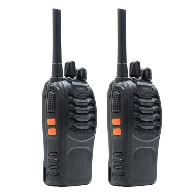 Statie radio portabila PNI PMR R40 PRO, set cu 2 buc, 0.5W, 16 canale programabile, 16 PMR si tonuri 50 CTCSS si 104 DCS, ASQ, TOT, monitor,