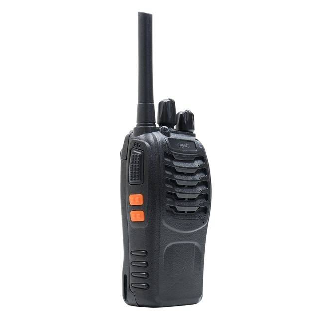 Statie radio portabila PNI PMR R40 PRO, set cu 2 buc, 0.5W, 16 canale programabile, 16 PMR si tonuri 50 CTCSS si 104 DCS, ASQ, TOT, monitor,