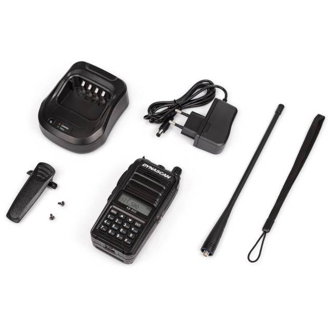 Statie radio portabila VHF Dynascan AB-650 pentru aviatie, 6W, SQ, 118-136.975 MHz, AM, 2600 mAh Li-Ion, Radio FM