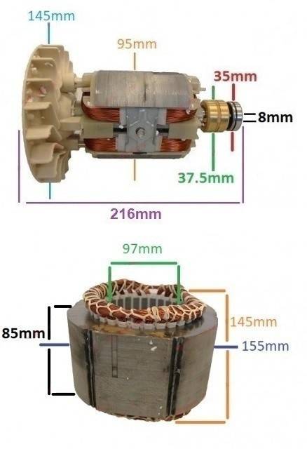Stator si Rotor generator 2 - 5 kw (Gx 160, 168F etc) Cupru (Monofazic)