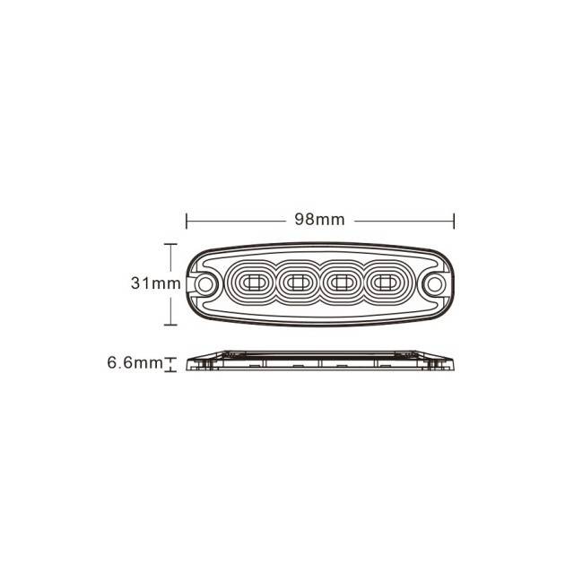 STROBOSCOP SLIM 4 led-uri lumina portocalie