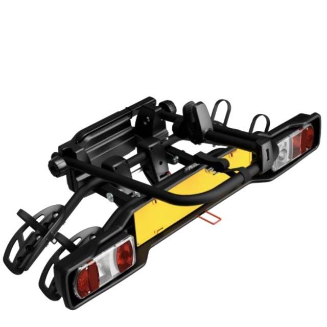 Suport 2 biciclete Peruzzo Parma 706N cu prindere pe carligul de remorcare, Negru Mat