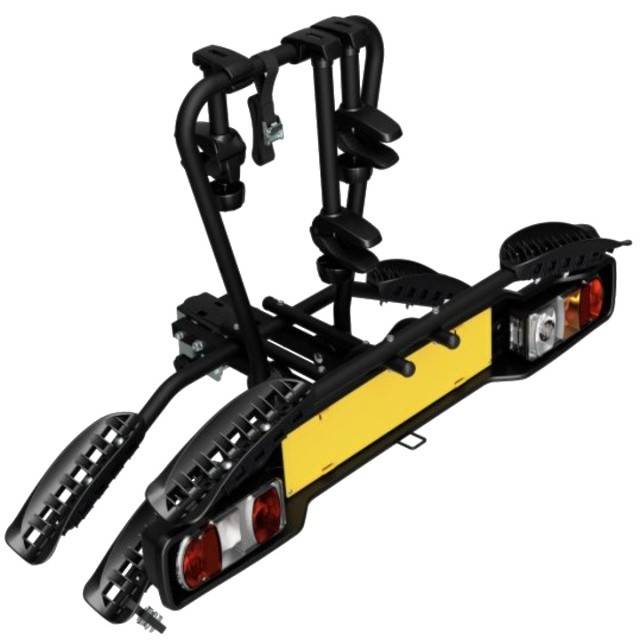 Suport 2 biciclete Peruzzo Siena 668E compatibil cu biciclete electrice cu prindere pe carligul de remorcare, Negru Mat