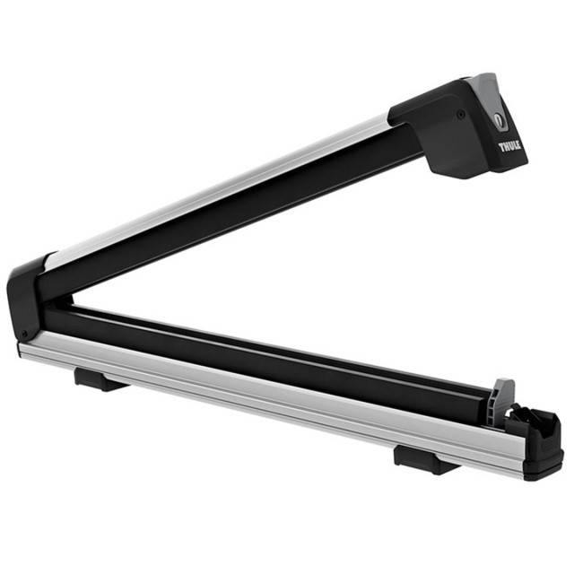 Suport 5 perechi schiuri Thule SnowPack Extender 7325 Argintiu cu prindere pe bare transversale aluminiu cu profil T