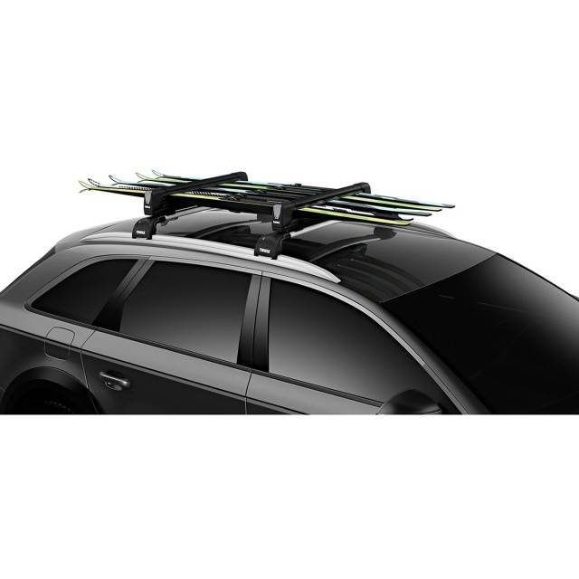 Suport 5 perechi schiuri Thule SnowPack Extender 7325 Negru cu prindere pe bare transversale aluminiu cu profil T