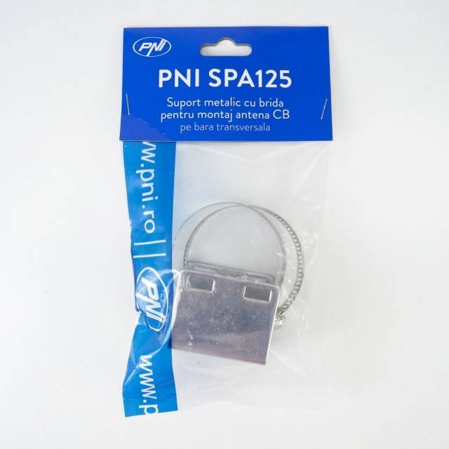 Suport metalic PNI SPA125, cu brida metalica, pentru montaj antena pe bara transversala