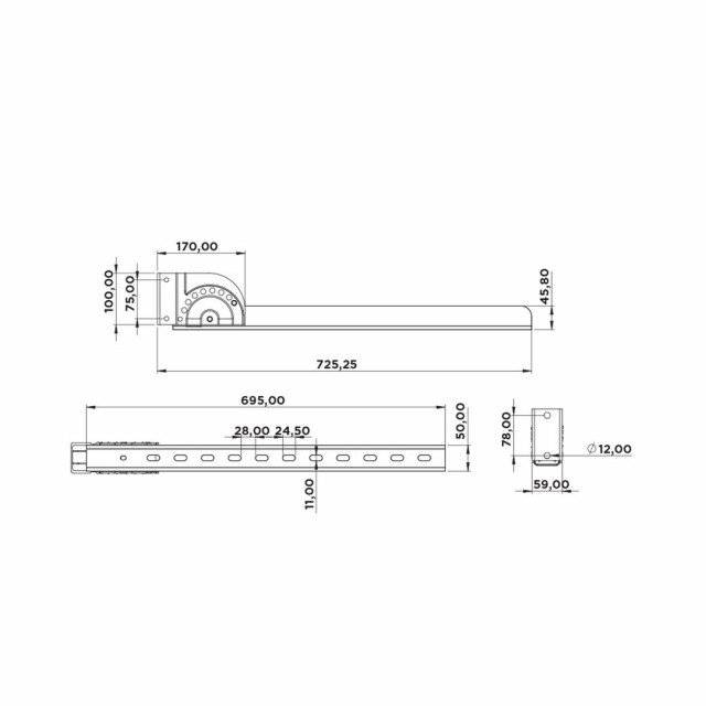 Suport rabatabil parabiciclisti zincat 720mm