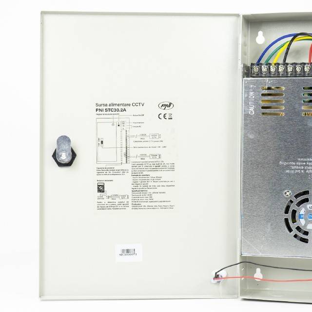 Sursa alimentare CCTV PNI STC30.2A in cutie metalica 12V 30A 360W, 18 iesiri