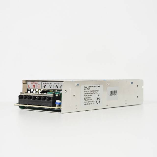 Sursa de tensiune in comutatie PNI ST10A 230V la 12V 10A stabilizata pentru sisteme de supraveghere