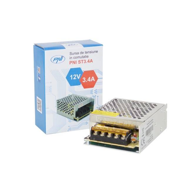 Sursa de tensiune in comutatie PNI ST3.4A 230V la 12V 3.4A stabilizata pentru sisteme de supraveghere