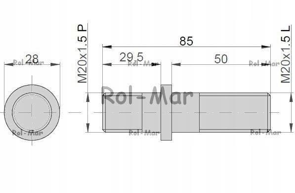 Surub roata M20X1.5/M20X1.5 stanga