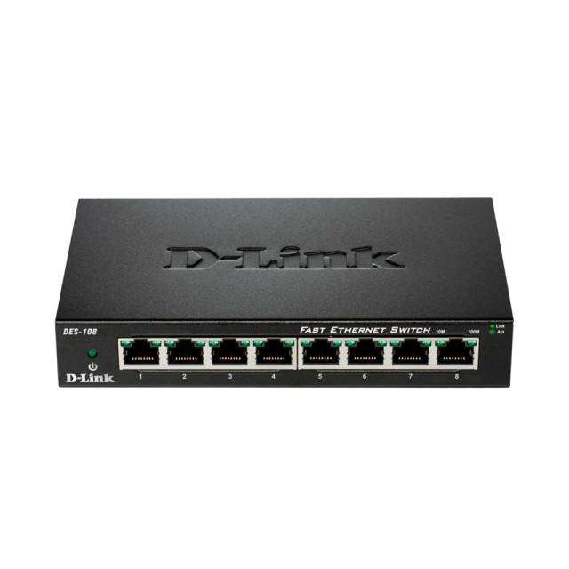 Switch internet D-link DLK S108 cu 8 porturi 10/100Mb carcasa metalica