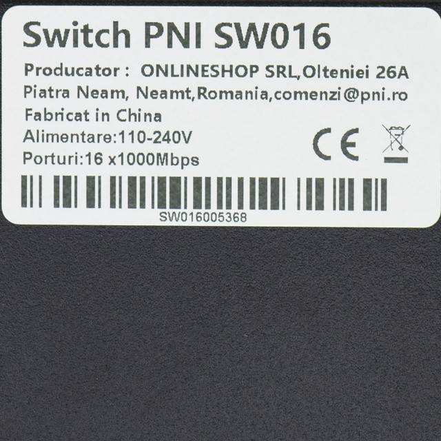 Switch PNI SW016, 16 x 10/100/1000 Mbps, Gigabit, carcasa metalica