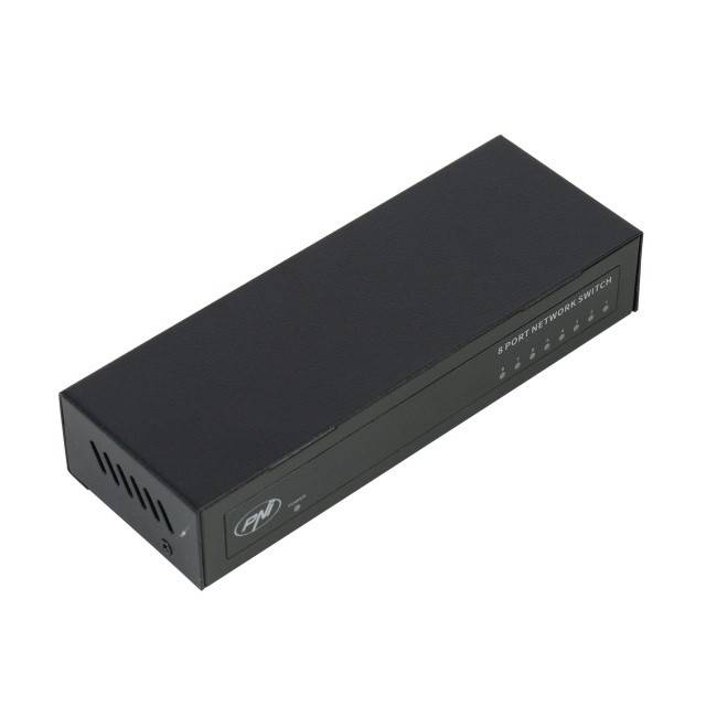 Switch PNI SW08 cu 8 porturi 10/100 Mbps, carcasa metalica, fara ventilator, plug & play, protectie fulger 4KV