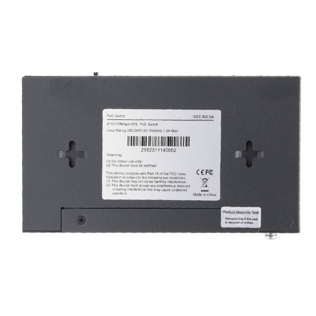 Switch PNI SWPOE242, POE, 6 x 10/100 Mbps, din care 4 porturi PoE, carcasa metalica