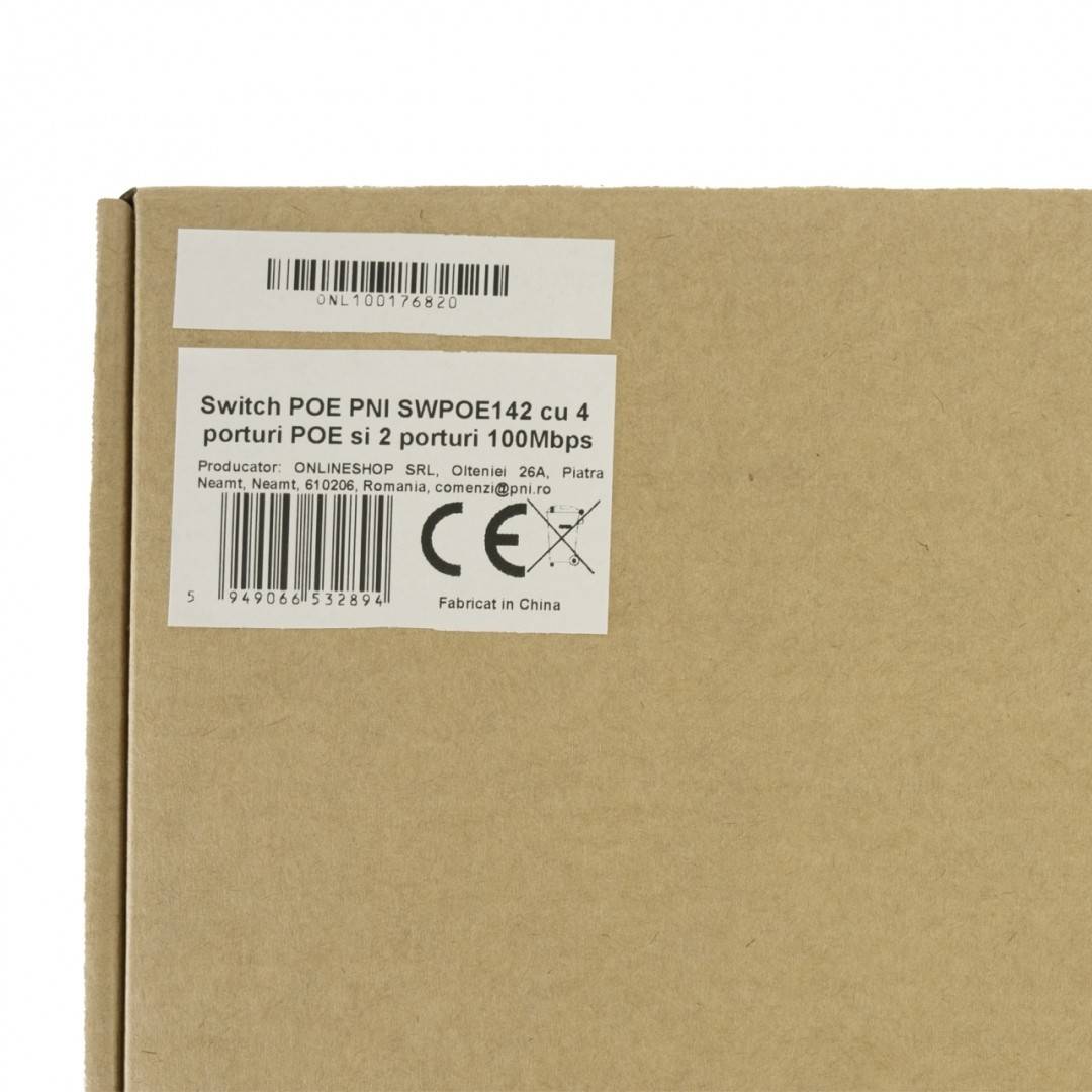 Switch POE PNI SWPOE142 cu 4 porturi POE si 2 porturi 100Mbps, 1.2 Gbps