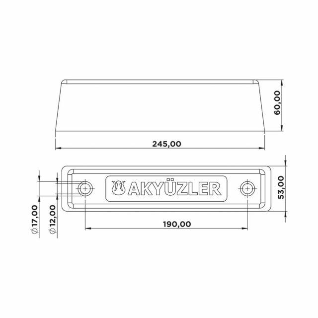Tampon 245x53x60mm cu 2 gauri