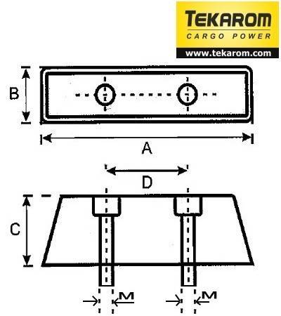 Tampon 50x25x30x15mm cu 2 gauri