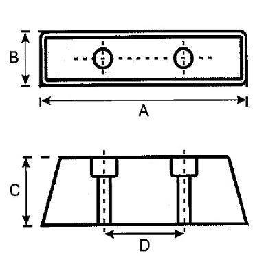 Tampon cauciuc 350X100X100 cu 2 gauri