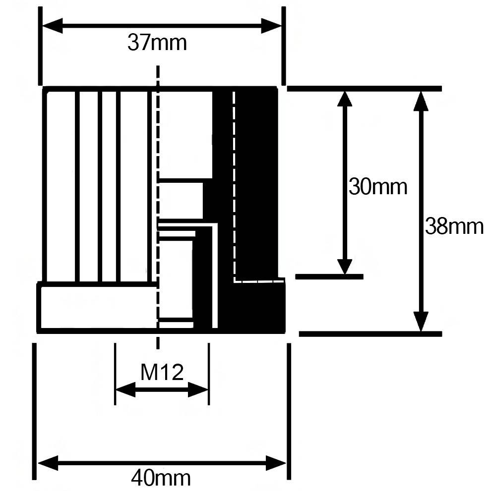 Tampon plastic patrat cu filet interior 40x40mm M12 1.5mm
