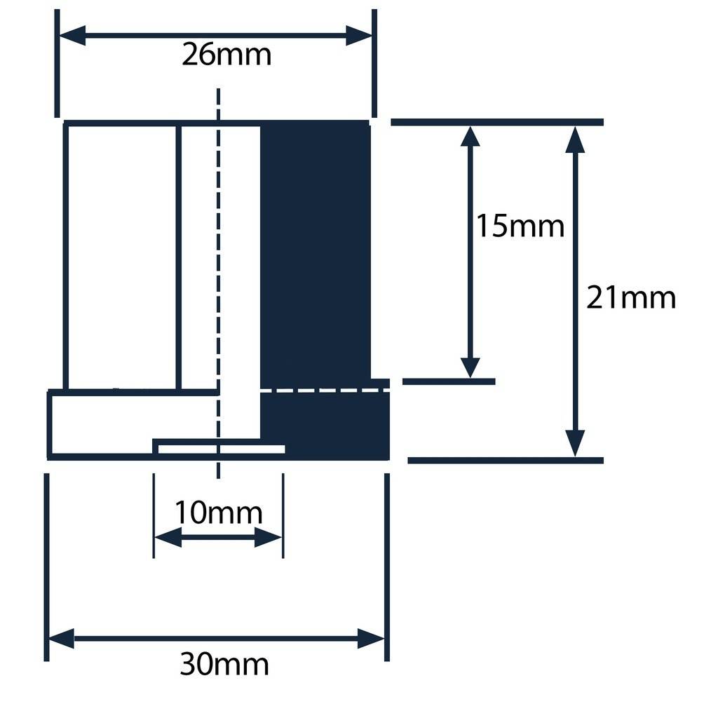 Tampon plastic patrat cu filet interior M10 30x30mm (1,5 mm)