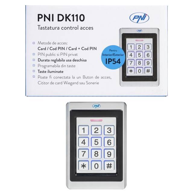 Tastatura control acces PNI DK110, stand alone, exterior si interior, IP54