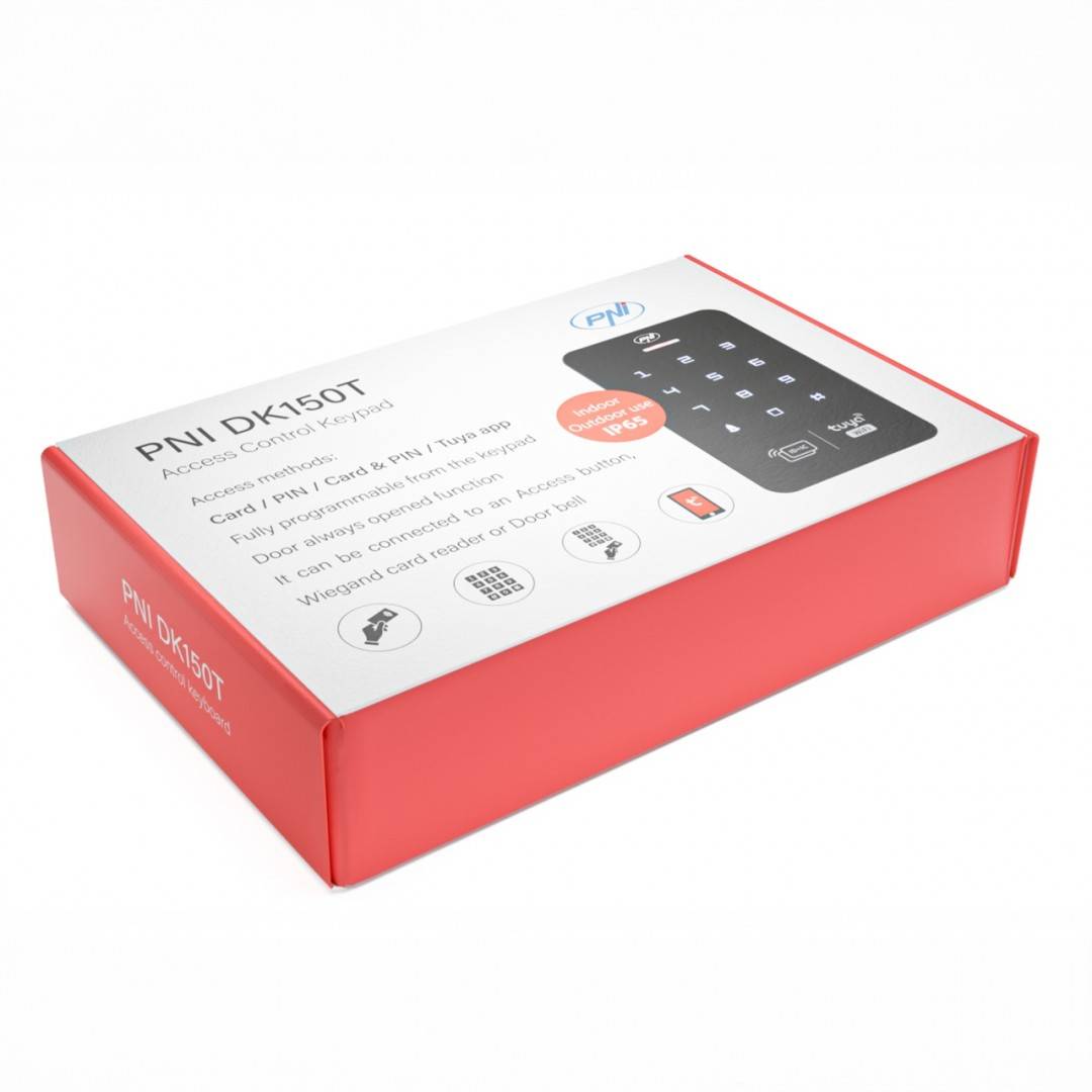 Tastatura control acces PNI DK150T cu Wi-Fi, deblocare cu PIN, card RFID si din aplicatia Tuya Smart, IP65, negru
