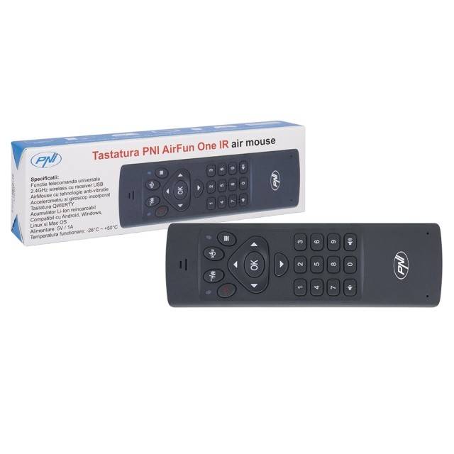 Tastatura PNI AirFun One IR air mouse si mini tastatura qwerty pt. computer, mini PC si media player