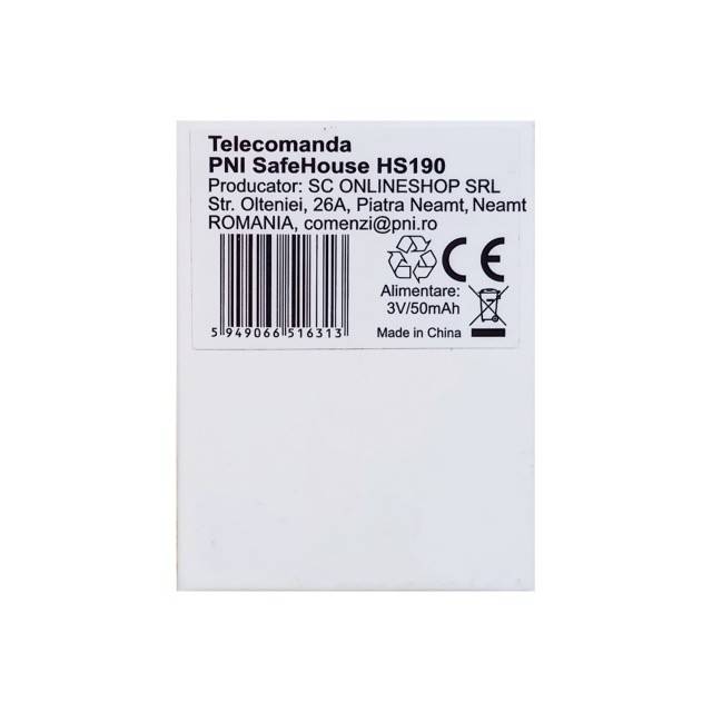 Telecomanda PNI SafeHouse HS190 pentru sisteme de alarma wireless, functii armare, dezarmare, armare partiala, alarma de panica