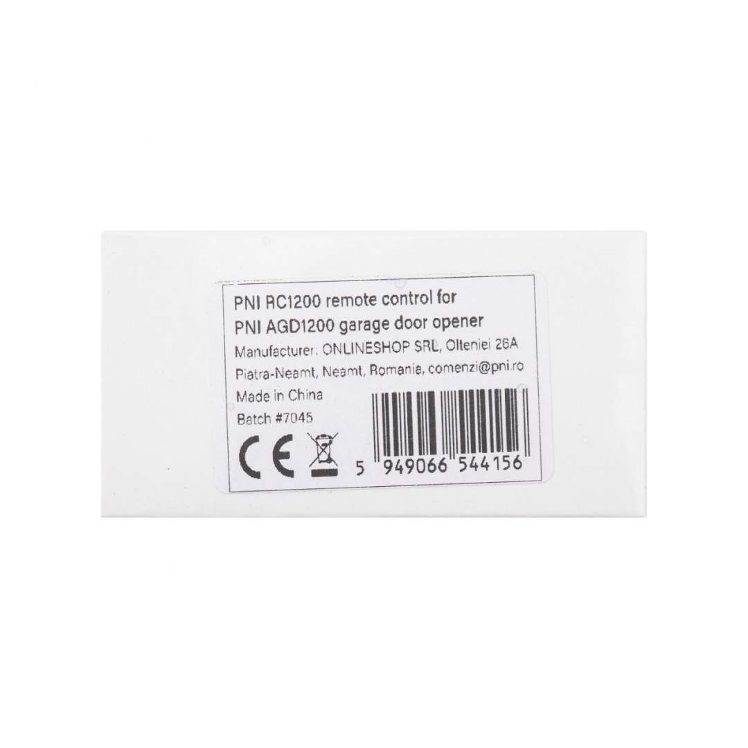 Telecomanda suplimentara PNI RC1200 433 MHz, pentru kit automatizare usi de garaj PNI AGD1200, baterie 27A inclusa