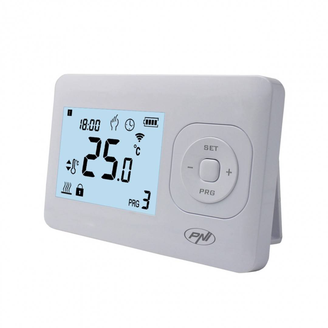 Termostat fara fir PNI CT62 pentru centrale termice, afisaj iluminat, programe zilnice