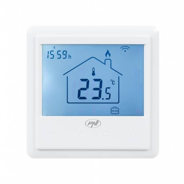 Termostat inteligent incastrabil PNI CT25PE WiFi, control prin internet incalzire electrica in pardoseala, aplicatie mobil Tuya Smart, integrare in