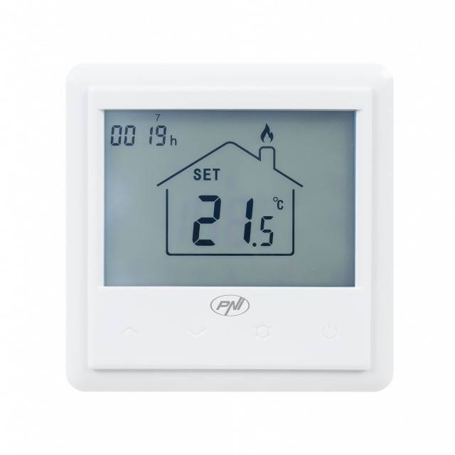 Termostat inteligent incastrabil PNI CT25PE WiFi, control prin internet incalzire electrica in pardoseala, aplicatie mobil Tuya Smart, integrare in