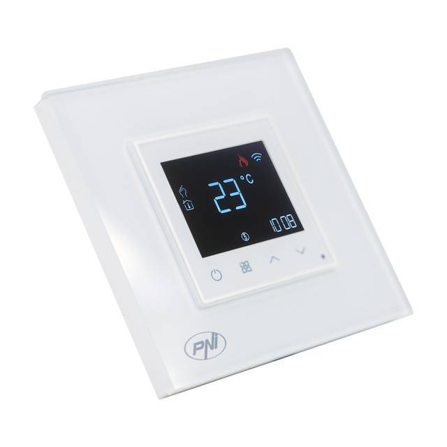 Termostat inteligent PNI CT25W WiFi pentru centrala termica pe gaz, montaj incastrat, 16A, control din aplicatia Tuya Smart, programare zilnica, mod