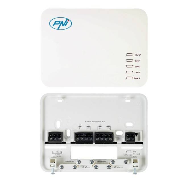Termostat inteligent PNI CT440 fara fir, cu WiFi, control 4 zone prin Internet, pentru centrale termice, pompe, electrovalve, APP TuyaSmart